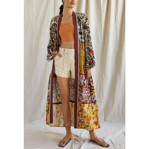 Anthropologie Conditions Apply Retro Floral Tiered Kimono O/S Multicolor NWOT